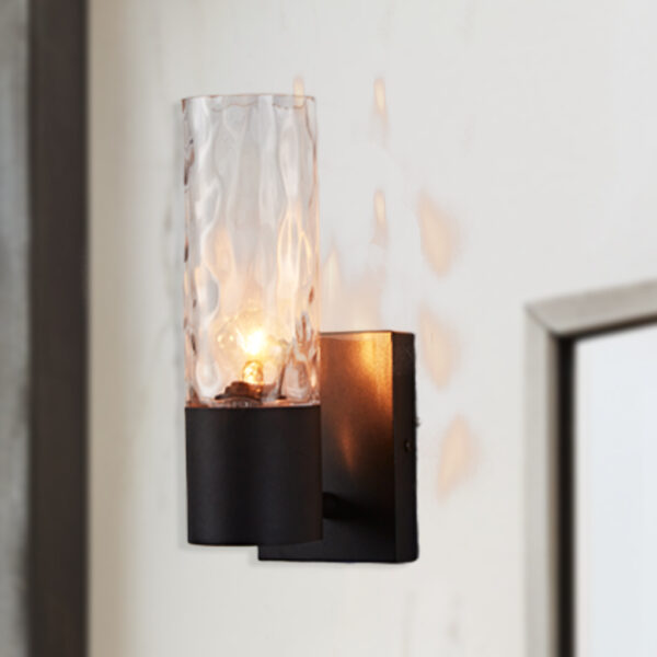 Transparent Glass Cylinder Wall Lamp with Handcrafted Design - Image 3