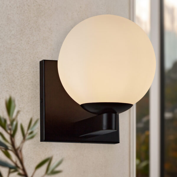 Globe Shade Matte Finish with Brass Accents Single Light Sconce - Image 3