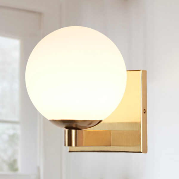 Globe Shade Matte Finish with Brass Accents Single Light Sconce - Image 24