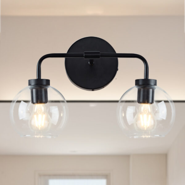Globe Shade Matte Finish with Brass Accents Double Light Sconce - Image 16