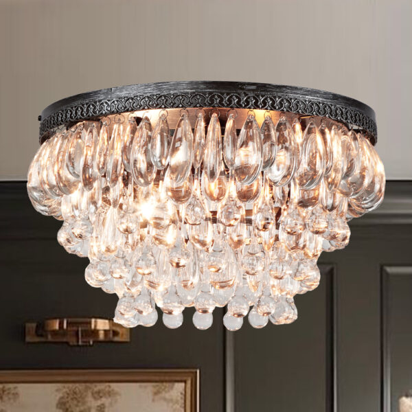 Raindrop Elegance Crystal Flush Mount - Image 2
