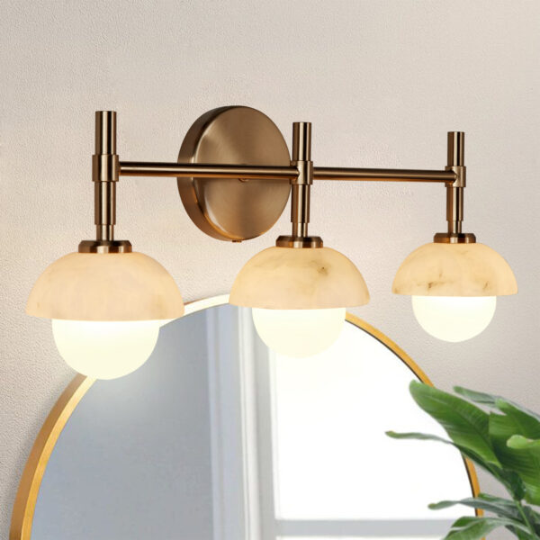 Opulent Glow Hand-Carved Alabaster Bathroom Sconce - Image 3