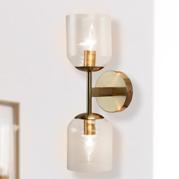 Bell-shaped Fluted Glass Double Wall Sconce