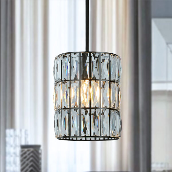 Contemporary Crystal Pendant with Prismatic Display - Image 3