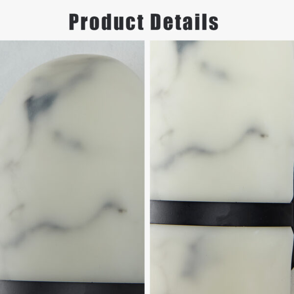 Modern Alabaster-Style Resin Wall Sconce with Metal Frame - Image 16
