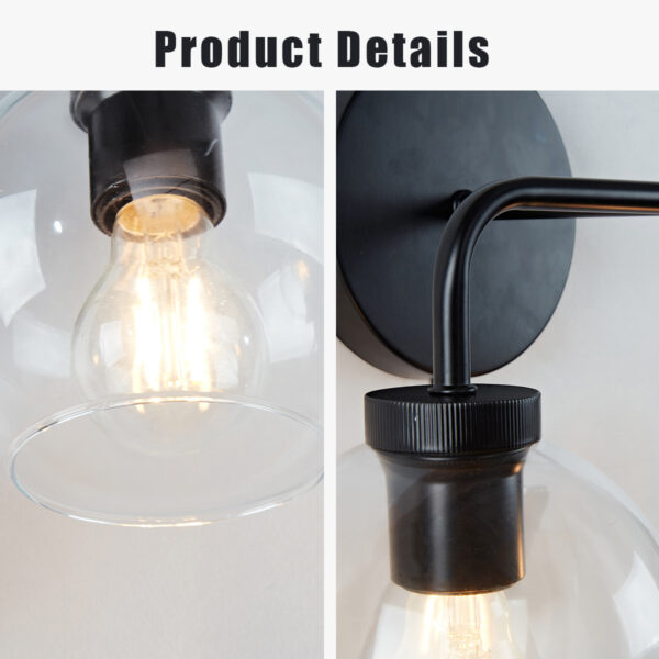 Globe Shade Matte Finish with Brass Accents Double Light Sconce - Image 17