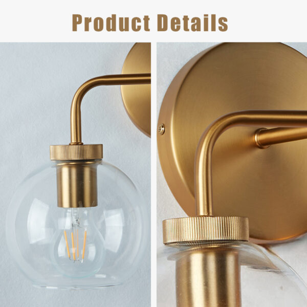 Globe Shade Matte Finish with Brass Accents Double Light Sconce - Image 43