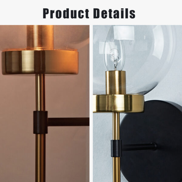 Brass Glow Mid-Century Glass Globe Wall Sconce - Image 4