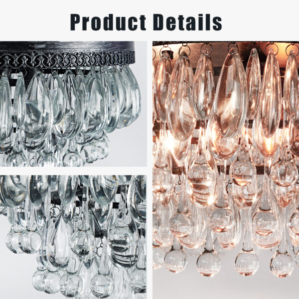 Raindrop Elegance Crystal Flush Mount - Image 3