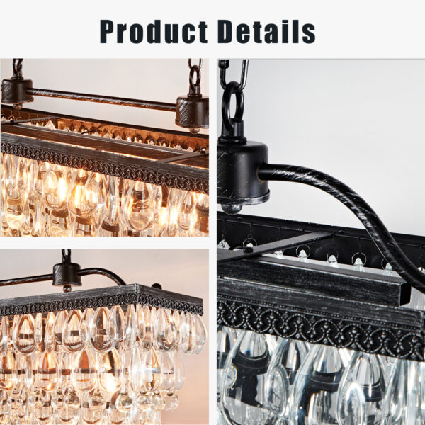 Crystal Raindrop Elegance Rectangular Chandelier - Image 3