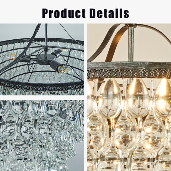 Vintage Crystal Raindrop Elegance Chandelier - Image 3