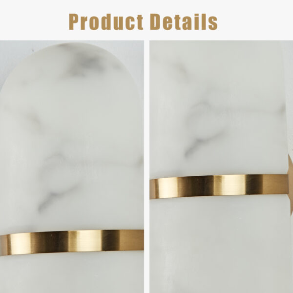 Modern Alabaster-Style Resin Wall Sconce with Metal Frame - Image 4