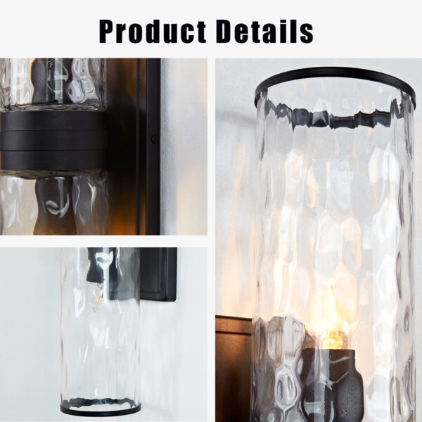 Hammered Clear Glass Shades Candelabra Sconce - Image 4