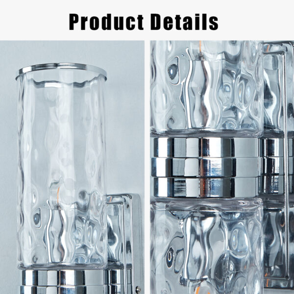 Hammered Clear Glass Shades Candelabra Sconce - Image 17