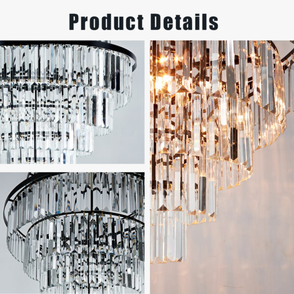 Crystal Elegance Vintage Brass Living Room Chandelier - Image 4