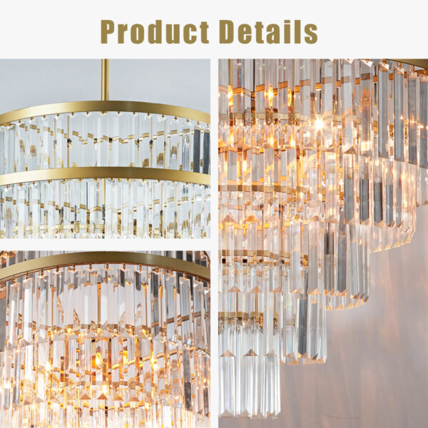 Crystal Elegance Vintage Brass Living Room Chandelier - Image 18