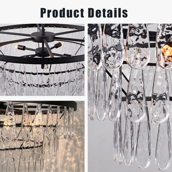 Vintage-Inspired Textured Glass Chandelier - Image 4
