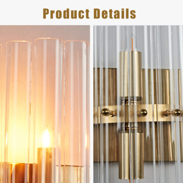 Vintage-Inspired Modern Brass and Crystal Wall Sconce - Image 4