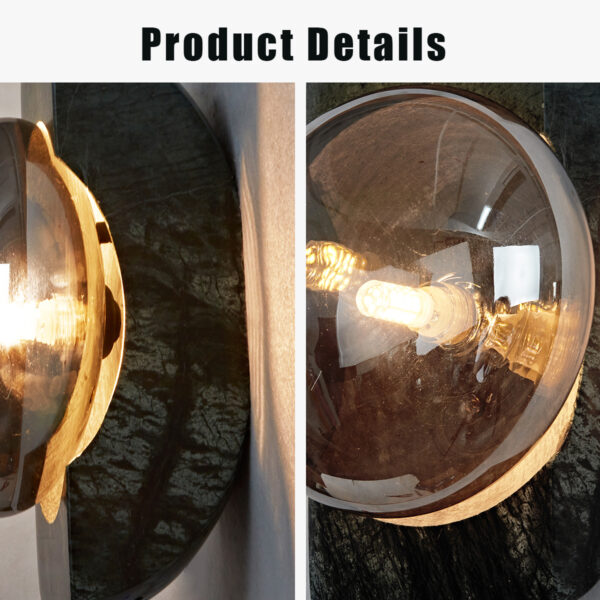 Smoked Luster Veining Globe Wall Sconce - Image 4