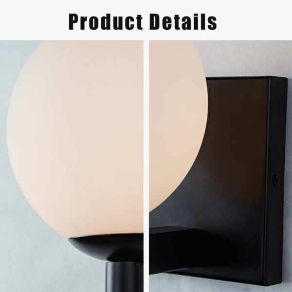 Globe Shade Matte Finish with Brass Accents Single Light Sconce - Image 4