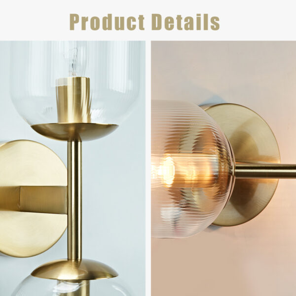 Bell-shaped Fluted Glass Double Wall Sconce - Image 3