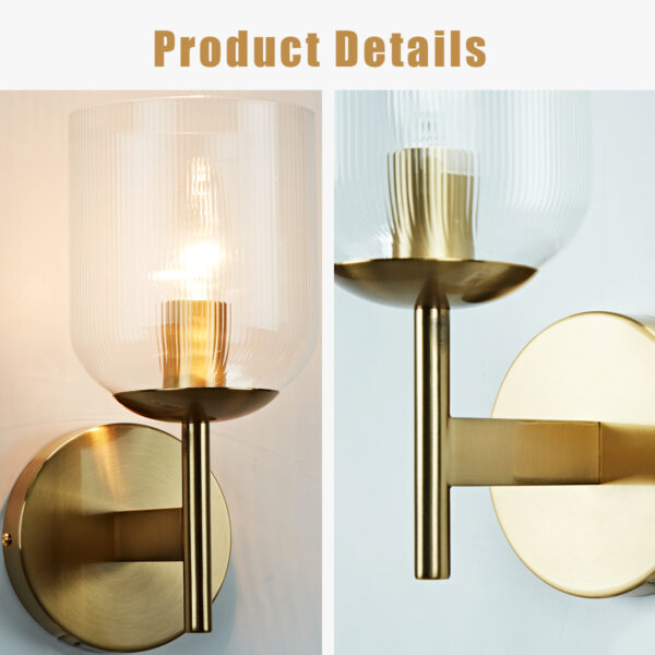 Bell-shaped Fluted Glass Wall Sconce - Image 3