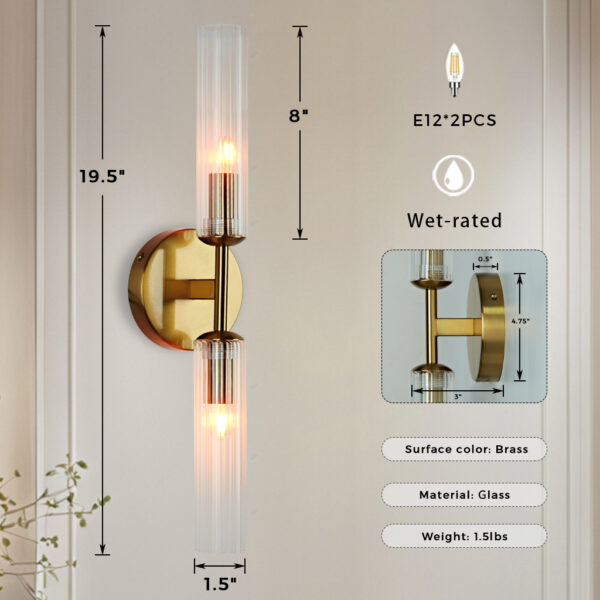 Antique Bronze Double Tube Sconce - Image 2
