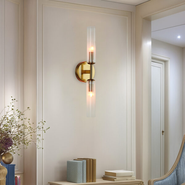 Antique Bronze Double Tube Sconce - Image 10