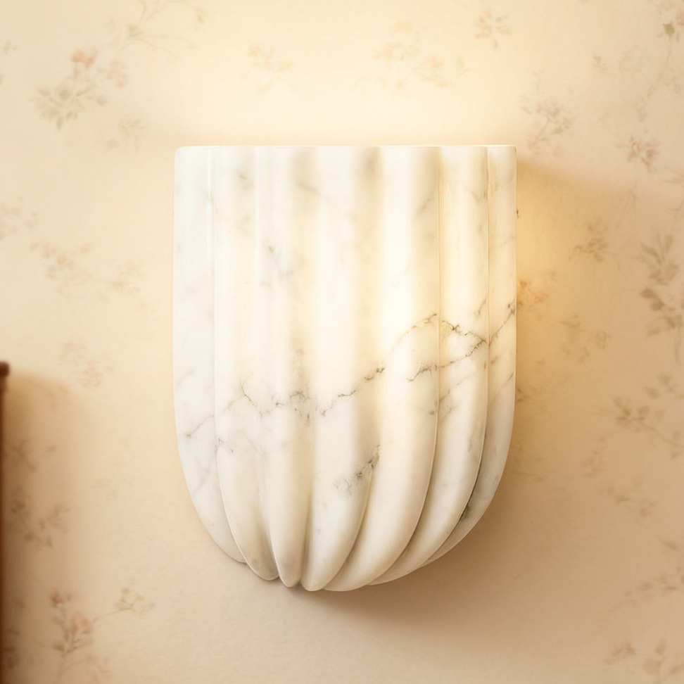 Fluted Faux White Marble Wall Sconce - Image 14