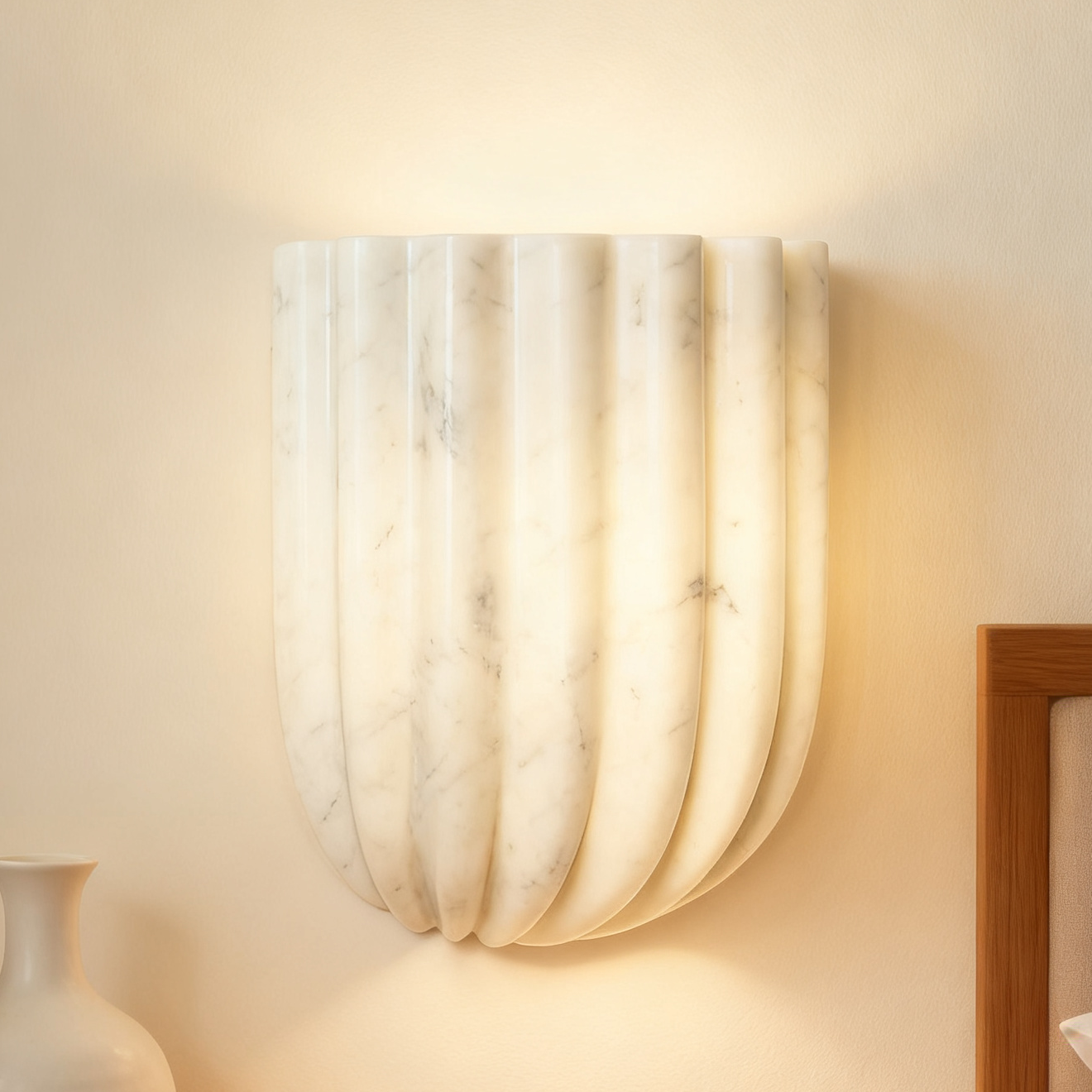 Fluted Faux White Marble Wall Sconce - Image 15