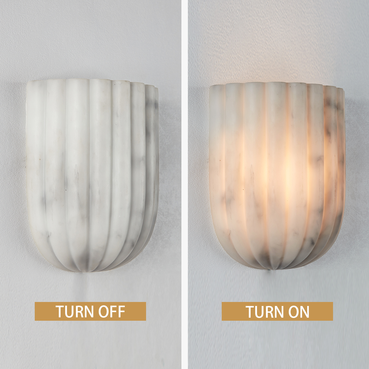 Fluted Faux White Marble Wall Sconce - Image 12