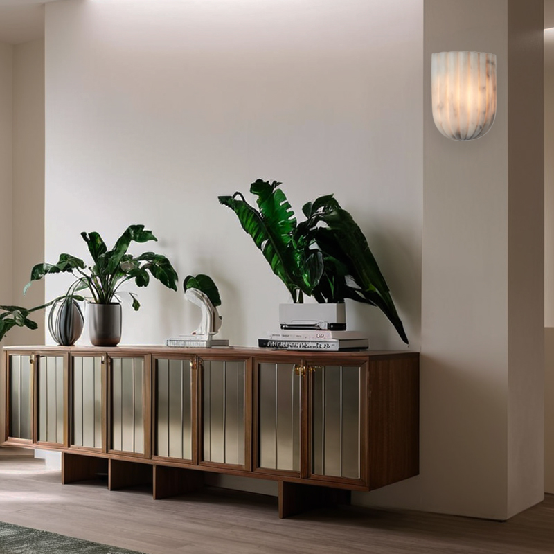 Fluted Faux White Marble Wall Sconce - Image 7