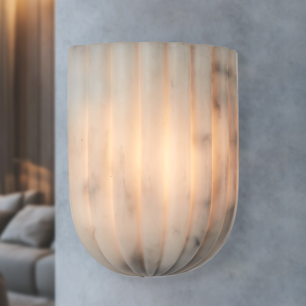Fluted Faux White Marble Wall Sconce - Image 13