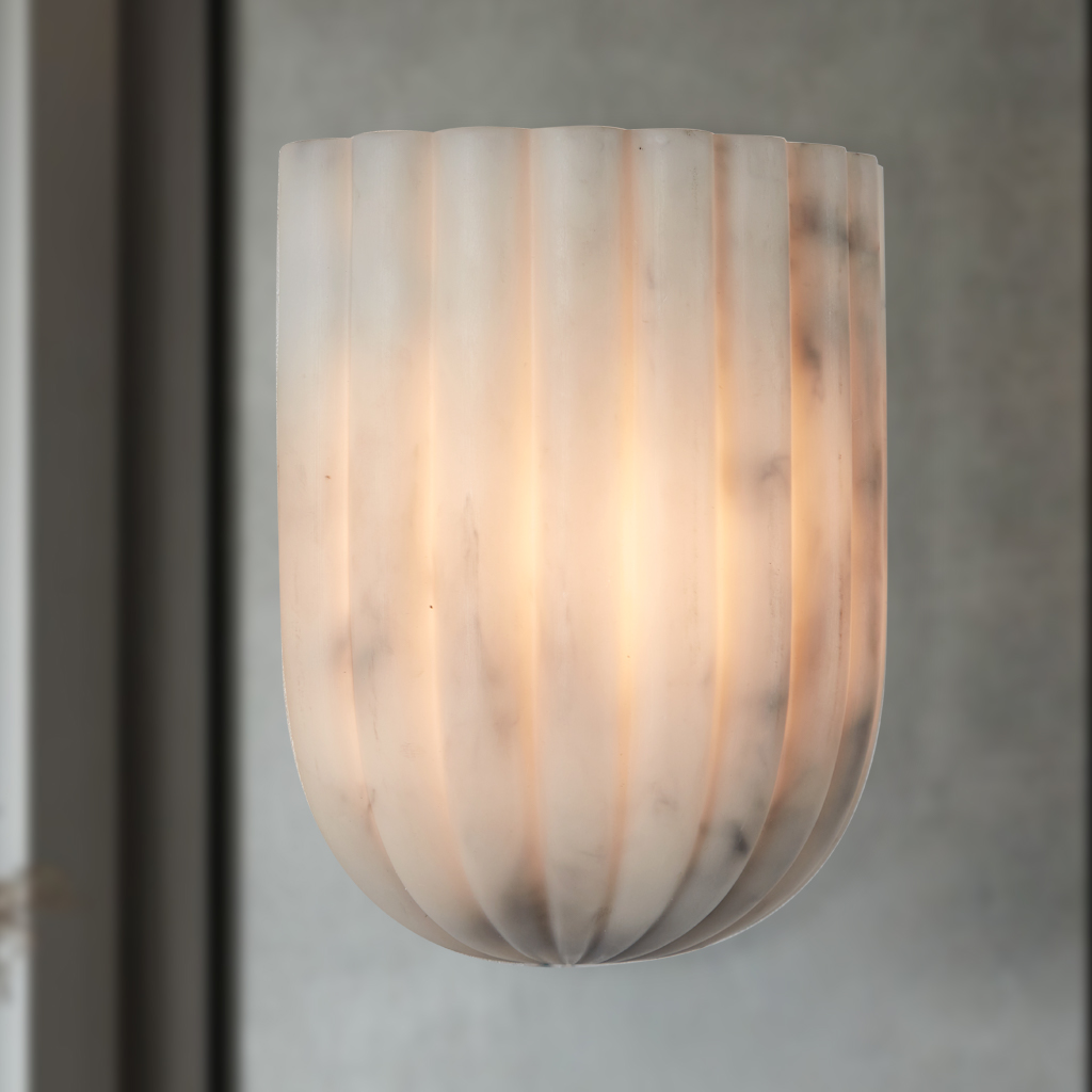 Fluted Faux White Marble Wall Sconce - Image 16