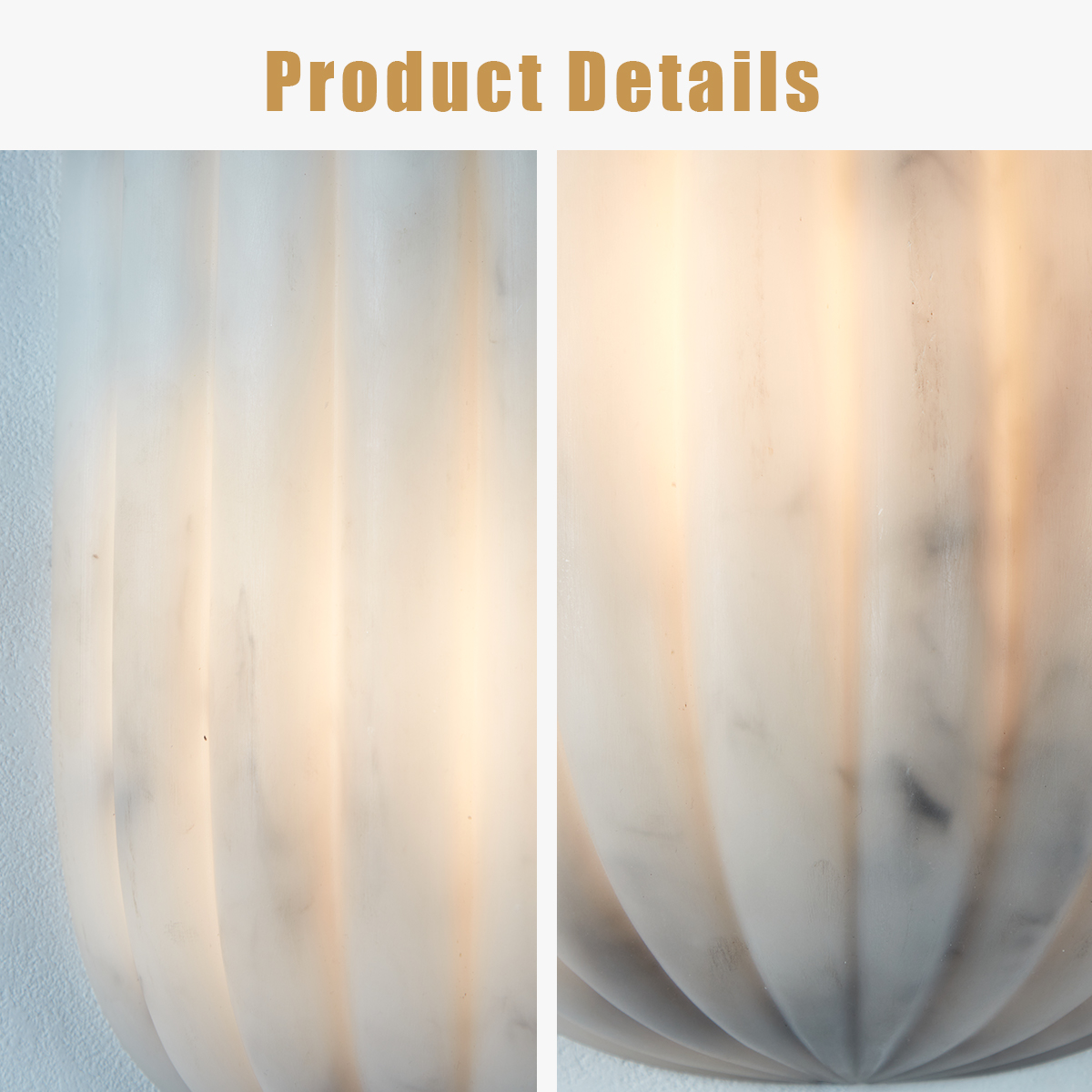 Fluted Faux White Marble Wall Sconce - Image 11