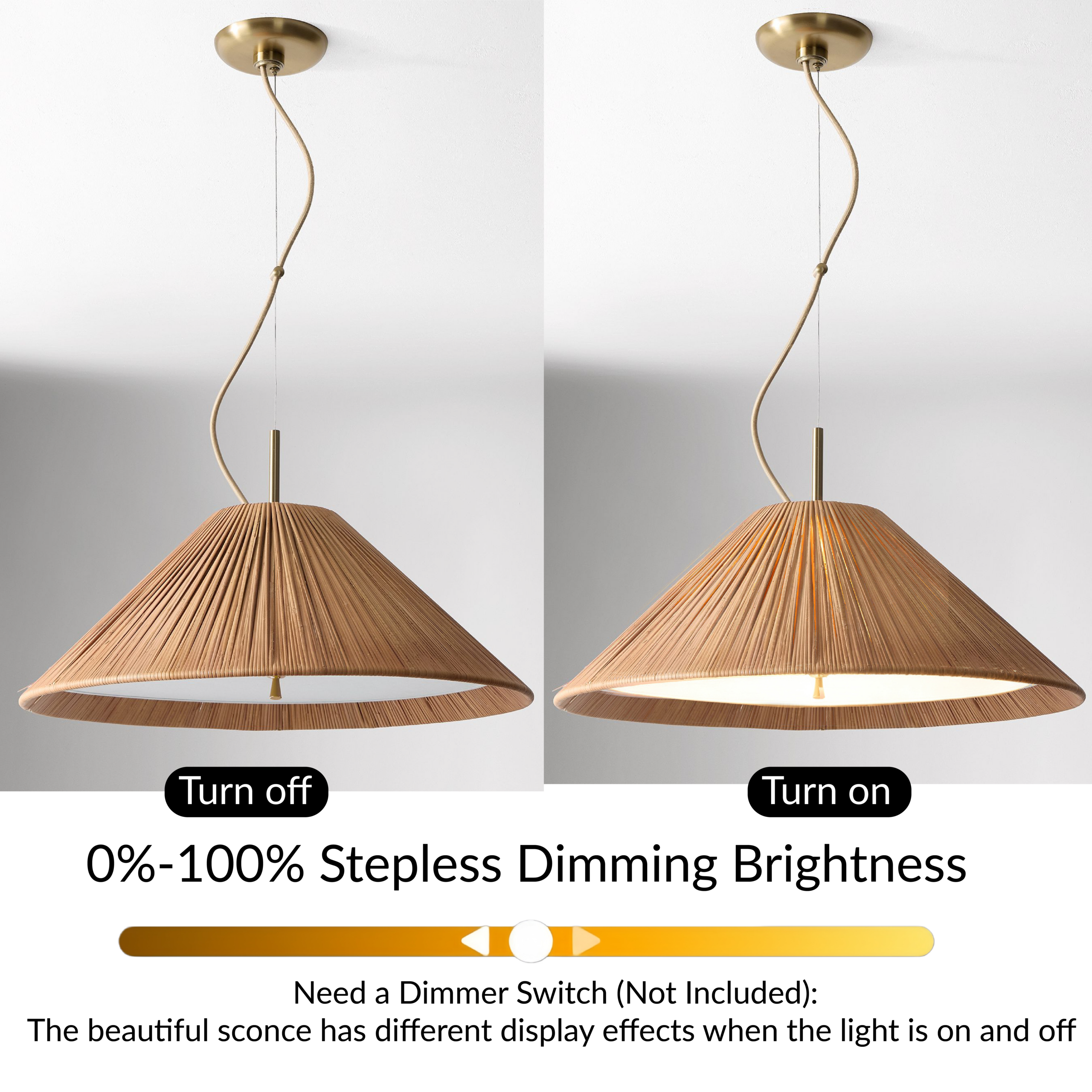 Conical Weaved Pendant Light, Country Ceiling Light, 22 Inch Ceiling Light Fixture for Kitchen, Dining Room - Image 13