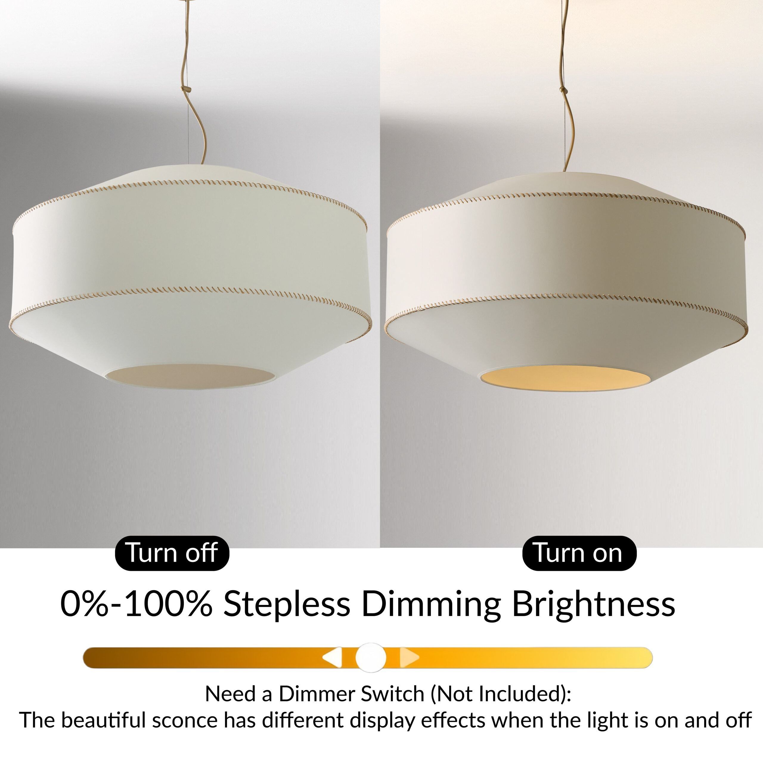 White Pendant Light with Parchment Paper Shade, 30 Inch Large Ceiling Light, Modern Ceiling Light Fixture for Living Room, Kitchen, Dinning Room - Image 13