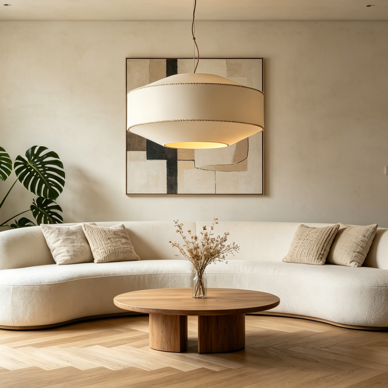 White Pendant Light with Parchment Paper Shade, 30 Inch Large Ceiling Light, Modern Ceiling Light Fixture for Living Room, Kitchen, Dinning Room - Image 4