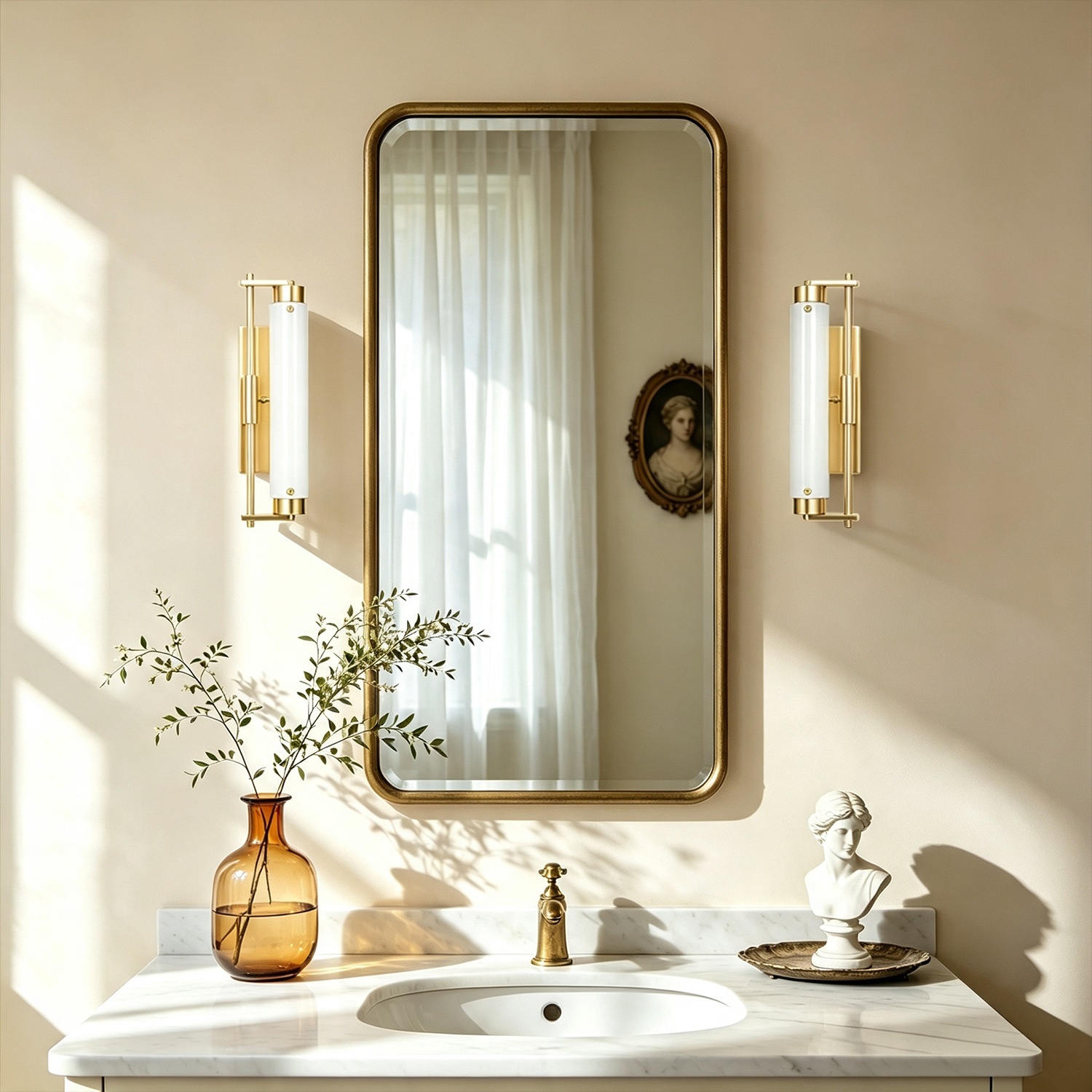 Integrated LED Wall Sconce with Milk Glass Globe, Modern Wall Mounted Light with Brass Base, Wall Lamp for Bathroom, Bedroom, Hallway, Kitchen - Image 6