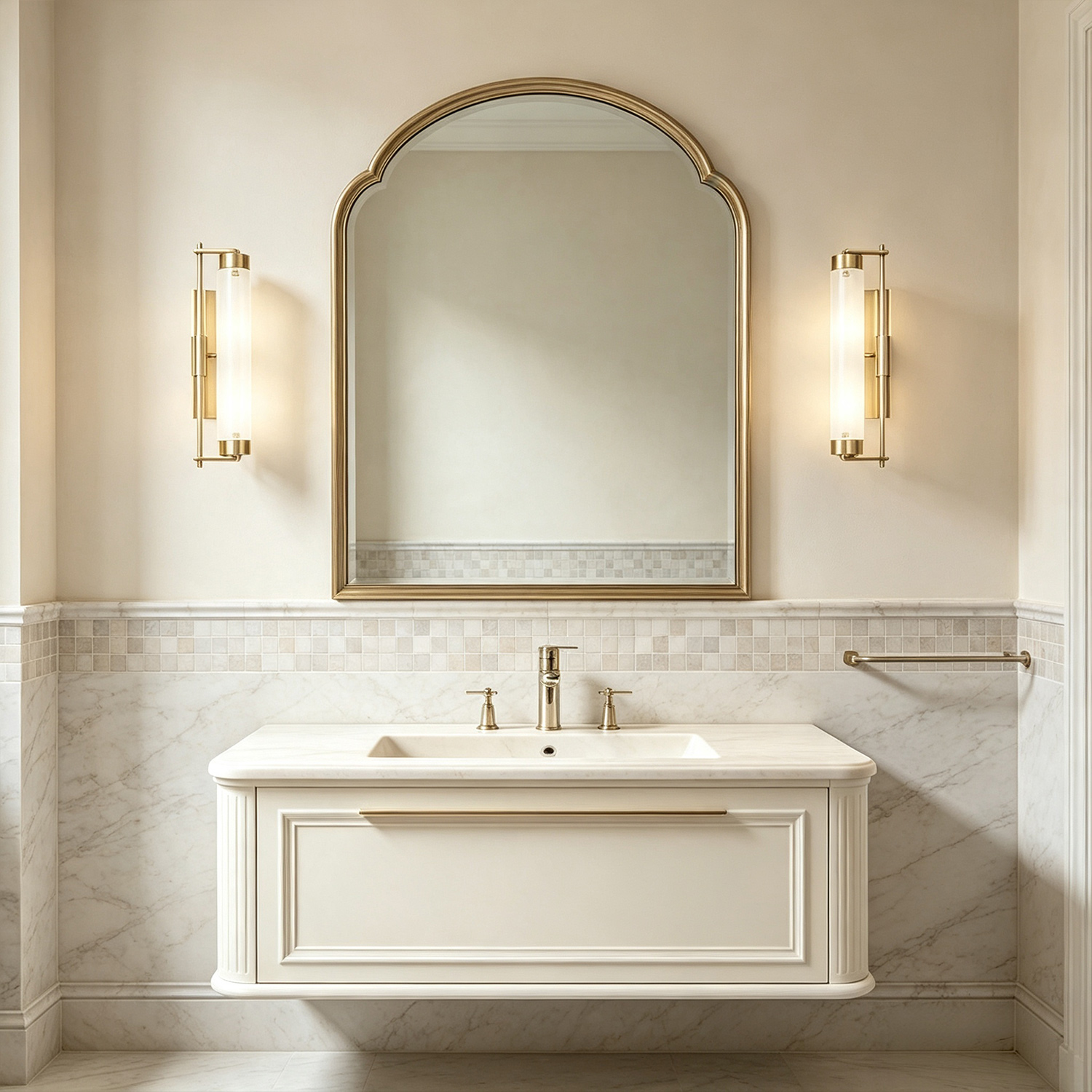 Integrated LED Wall Sconce with Milk Glass Globe, Modern Wall Mounted Light with Brass Base, Wall Lamp for Bathroom, Bedroom, Hallway, Kitchen - Image 7