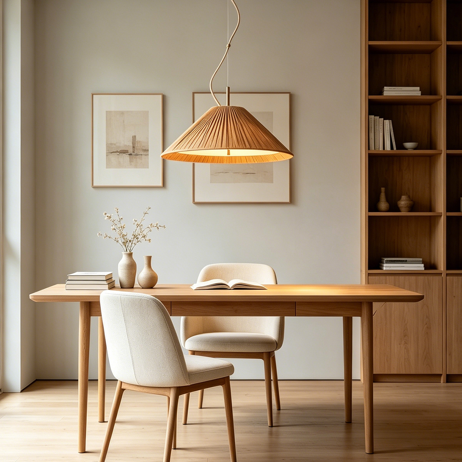 Conical Weaved Pendant Light, Country Ceiling Light, 22 Inch Ceiling Light Fixture for Kitchen, Dining Room - Image 5