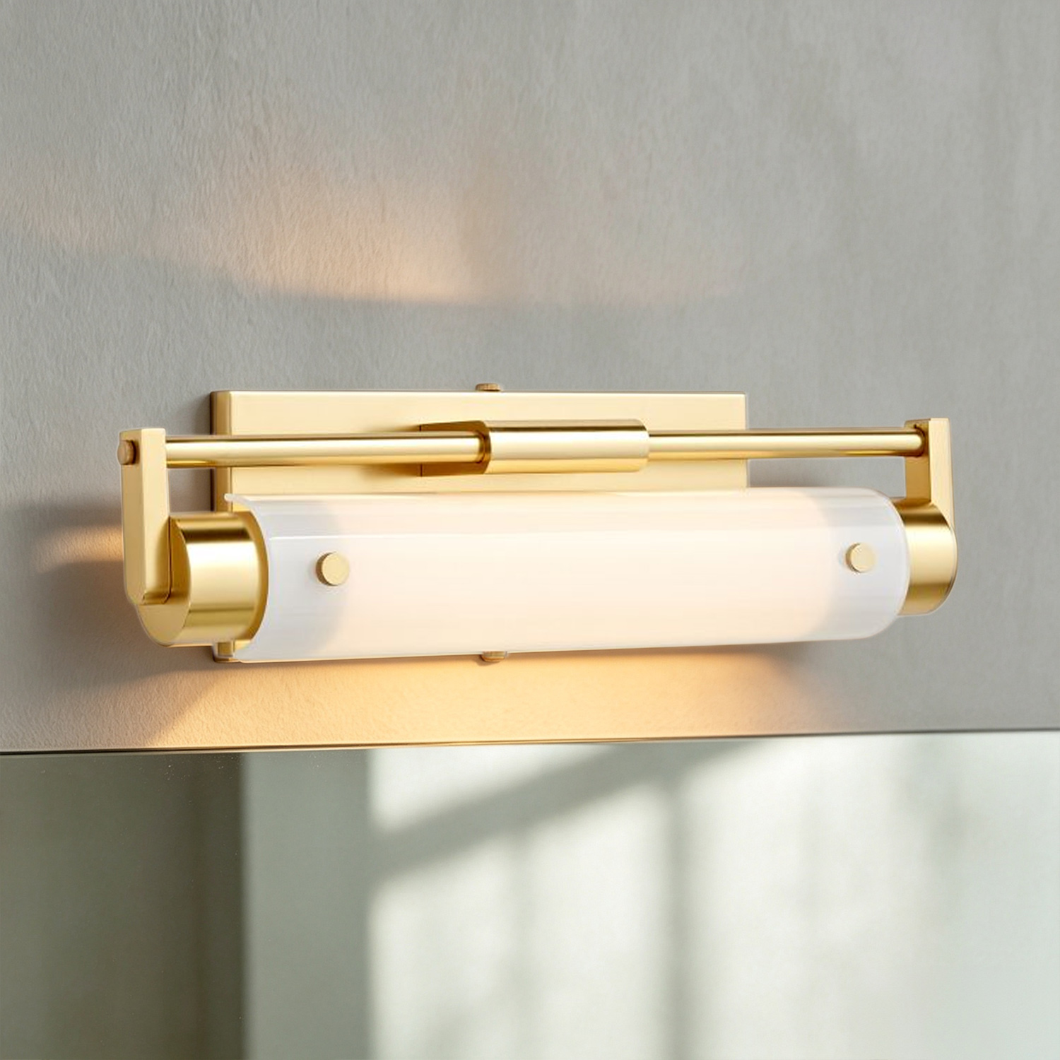 Integrated LED Wall Sconce with Milk Glass Globe, Modern Wall Mounted Light with Brass Base, Wall Lamp for Bathroom, Bedroom, Hallway, Kitchen - Image 13