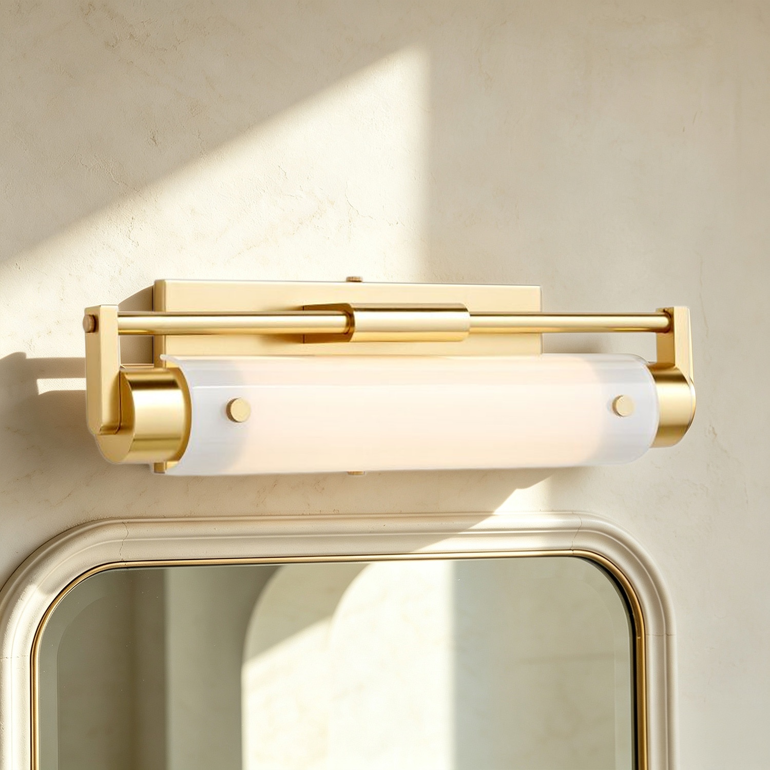 Integrated LED Wall Sconce with Milk Glass Globe, Modern Wall Mounted Light with Brass Base, Wall Lamp for Bathroom, Bedroom, Hallway, Kitchen - Image 11