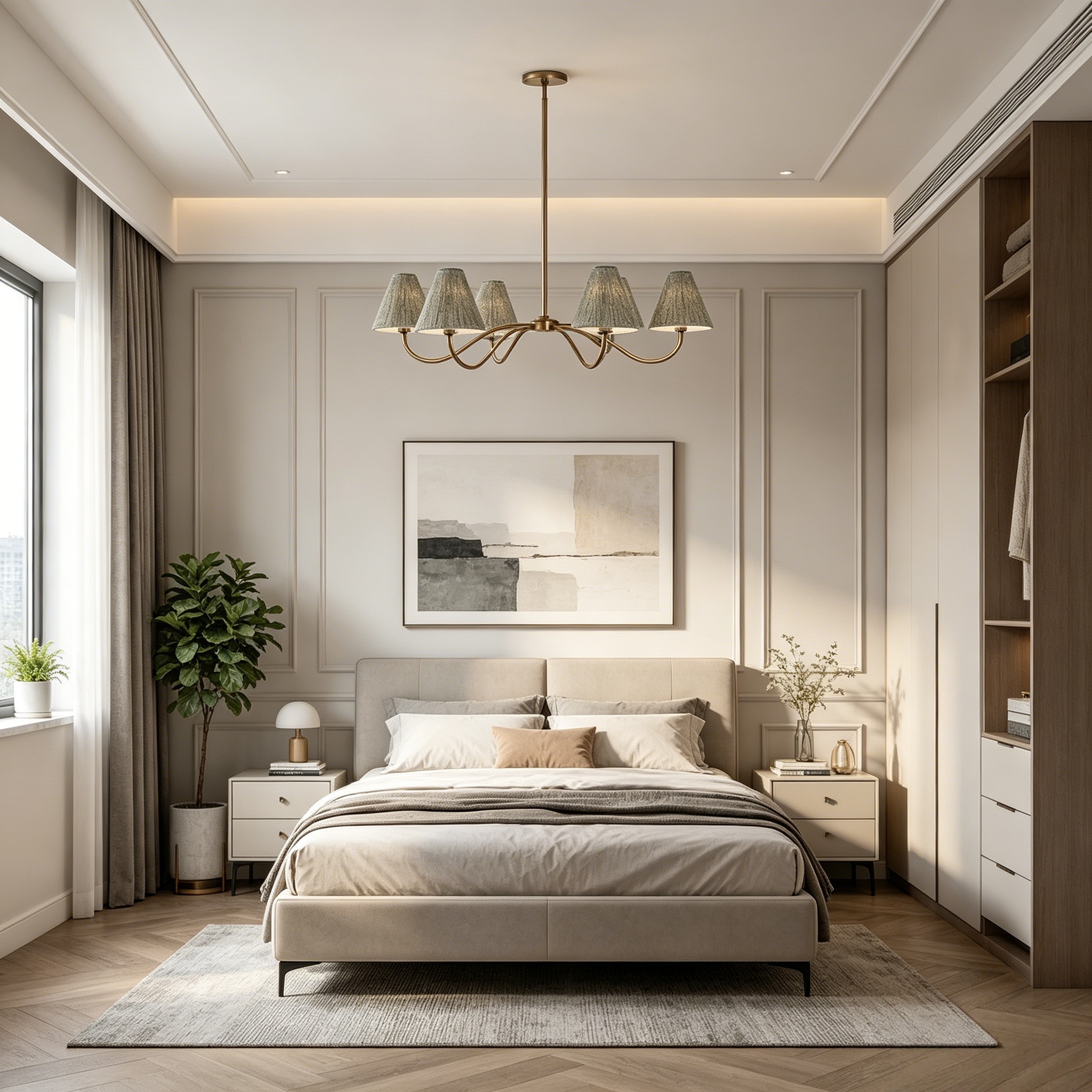 Country Linen Chandelier, 6-Light Floral Textured Pendant Chandelier for Bedroom, Kitchen - Image 13