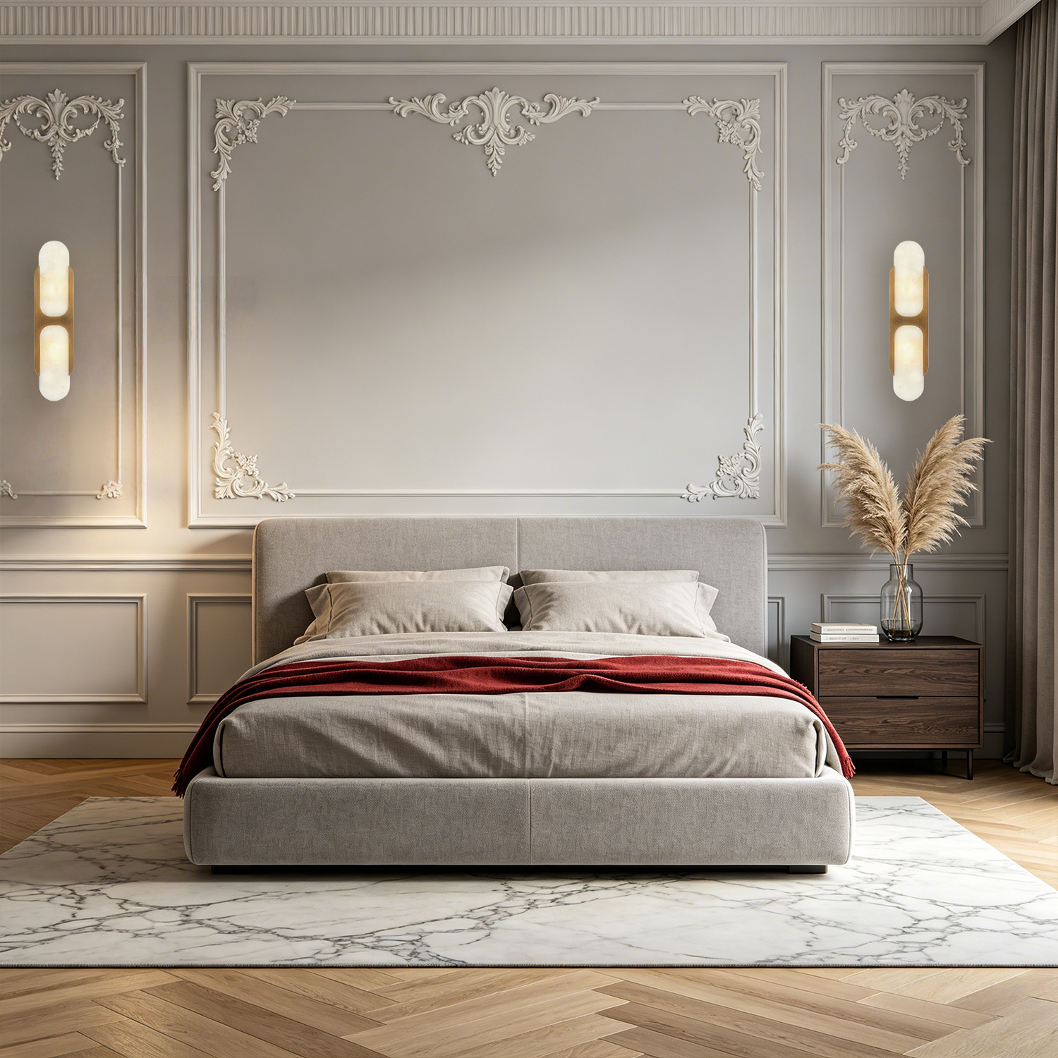 17 Inch Alabaster Wall Sconce, Modern Wall Light ,Wall Lamp for Hallway Bedroom Bathroom - Image 7
