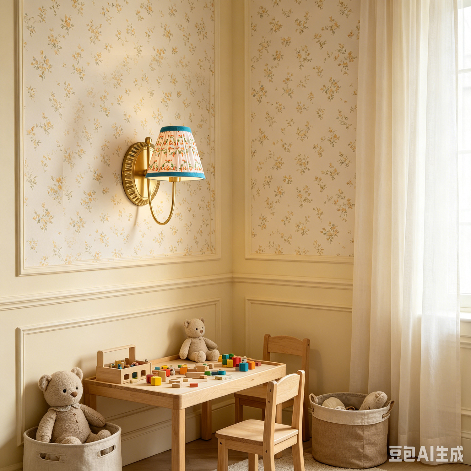 Vintage Printed Cotton Cone Wall Sconce, Country Wall Lamp for Bedroom, Living Room, Enterway - Image 11