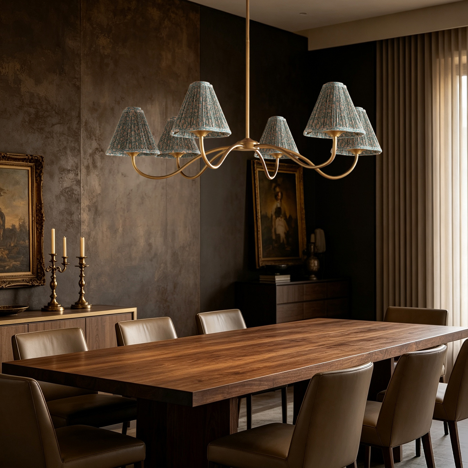 Country Linen Chandelier, 6-Light Floral Textured Pendant Chandelier for Bedroom, Kitchen - Image 18