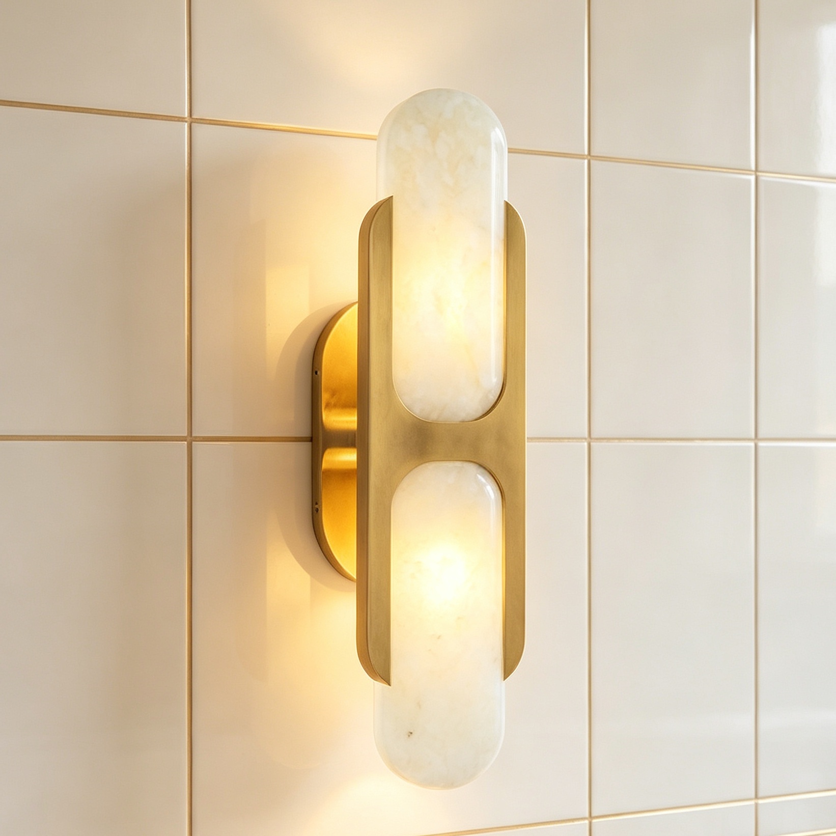 17 Inch Alabaster Wall Sconce, Modern Wall Light ,Wall Lamp for Hallway Bedroom Bathroom - Image 16