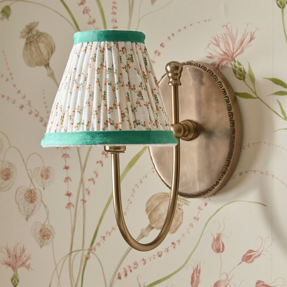 Vintage Printed Cotton Cone Wall Sconce, Country Wall Lamp for Bedroom, Living Room, Enterway