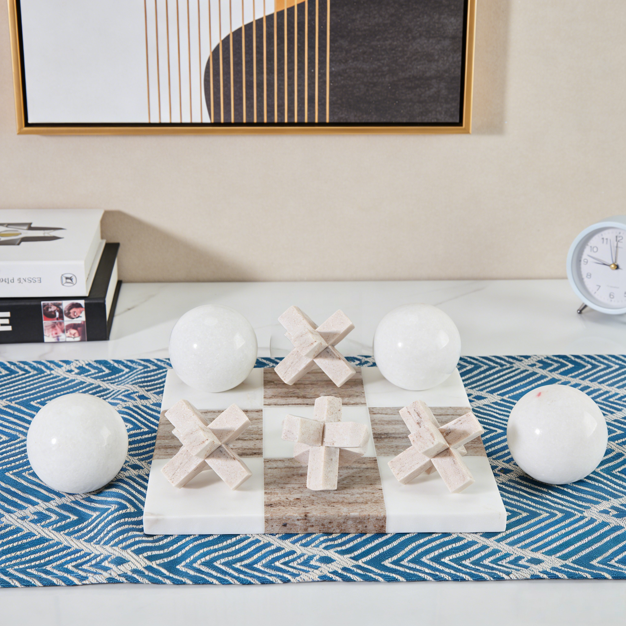 Premium Natural Marble 3D Tic Tac Toe Game Set, Hand Polished Solid Stone Tabletop Board Game, Luxury Coffee Table Decor & Classic Strategy Game Gift for Adults & Family Game Night - Image 8